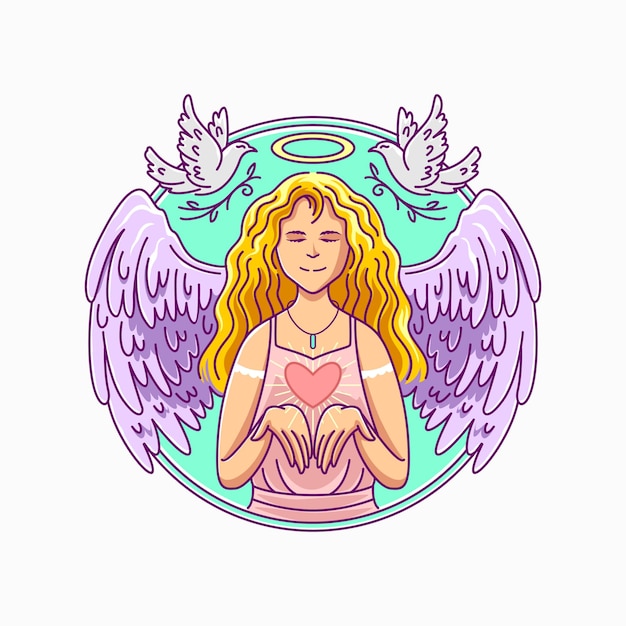 Vector ilustración del ángel de la mujer