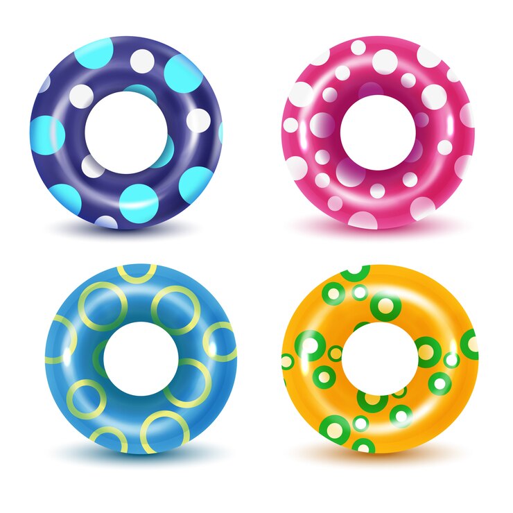 Vector ilustración de anillos de natación sobre fondo blanco.