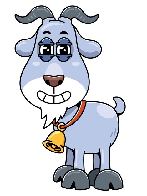Ilustración animada de una amigable cabra azul