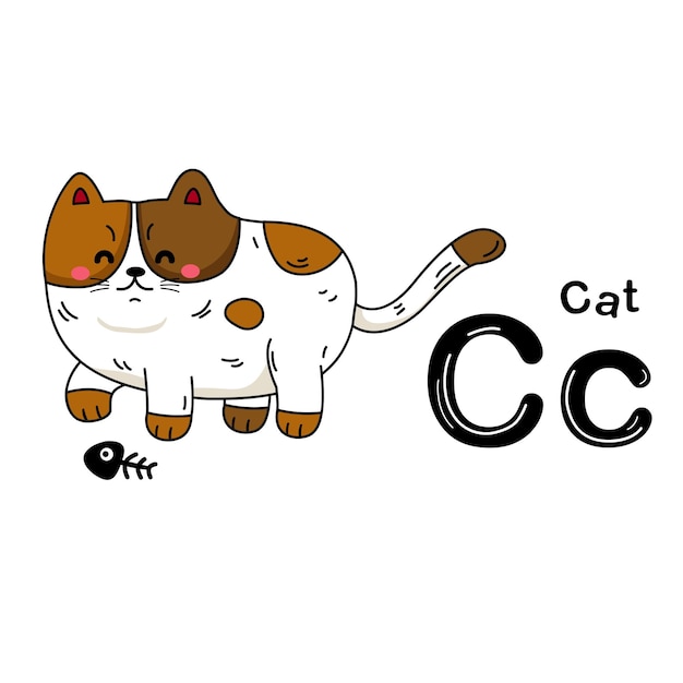 Ilustración Animal Aislado Alfabeto Letra CCat