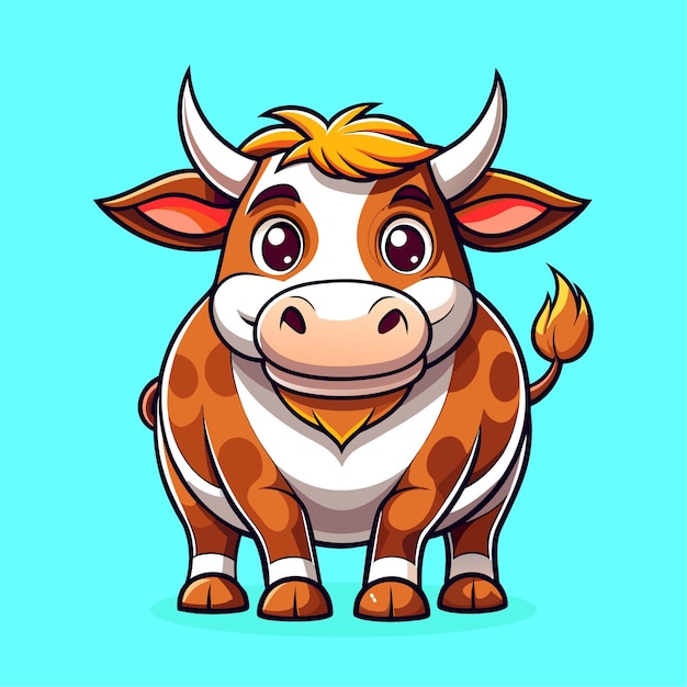 Ilustración de animal de dibujos animados vaca aislada