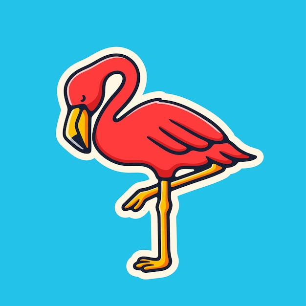 Ilustración animal pájaro flamenco bueno para pegatinas
