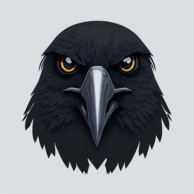Ilustración animal de vector plano de diseño de cuervo de dibujos animados de pájaro cuervo oscuro