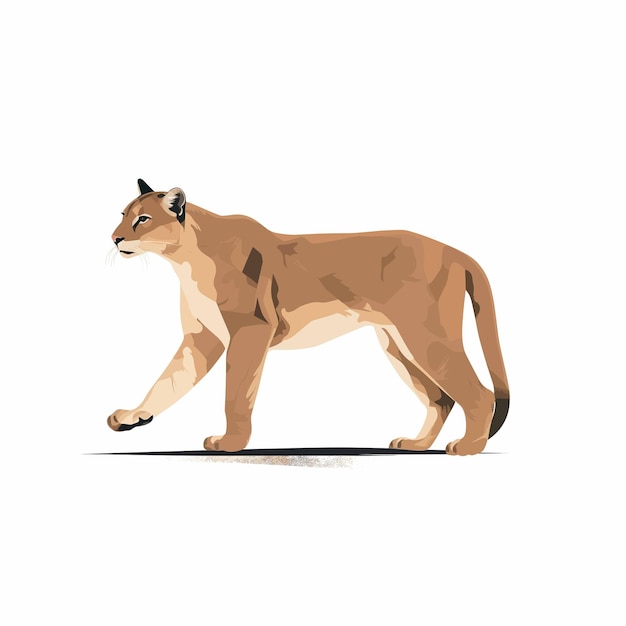Ilustración de animal de vida silvestre de vector de puma realista