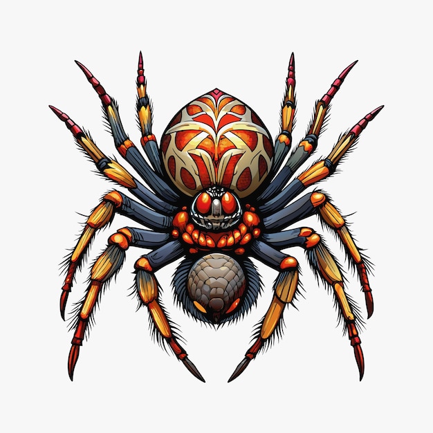 Ilustración de animales de dibujos animados de arañas dibujadas a mano