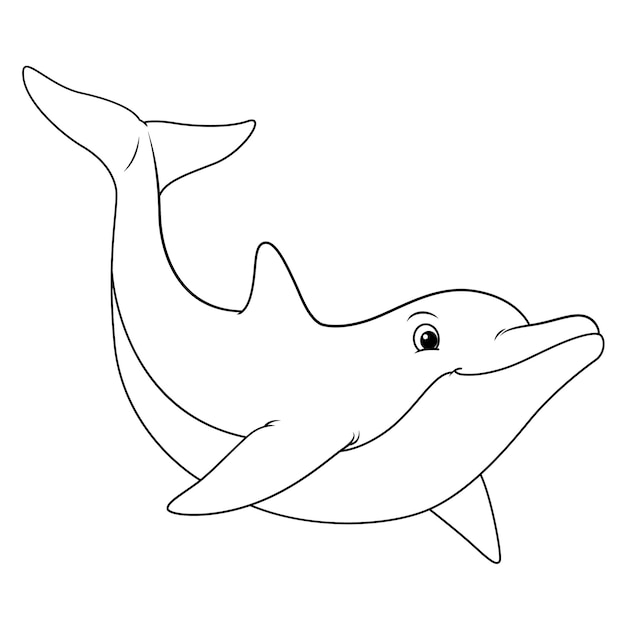 Ilustración de animales de dibujos animados de delfines BW