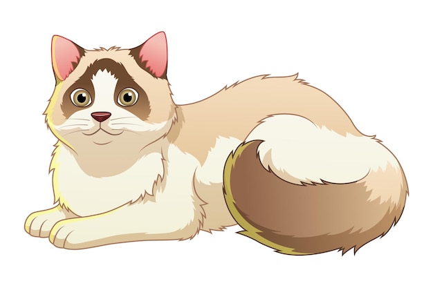 Ilustración de animales de dibujos animados de gato ragdoll