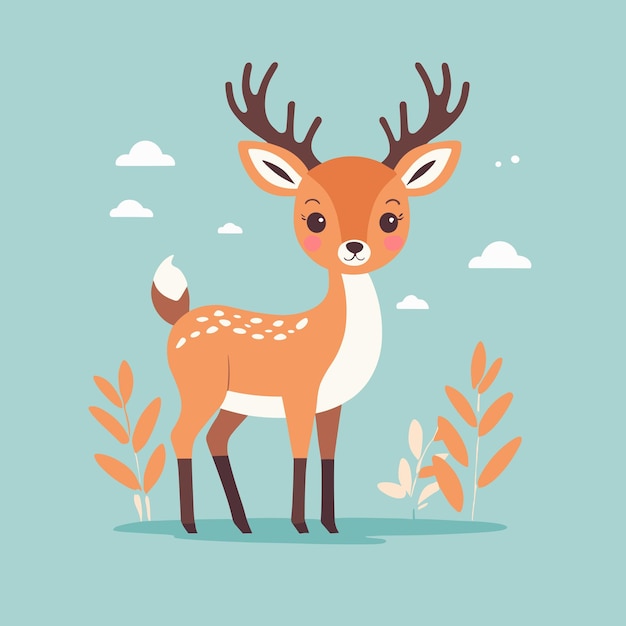 Ilustración de animales de dibujos animados lindo ciervo