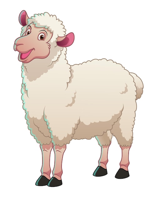 Ilustración de animales de dibujos animados de ovejas blancas