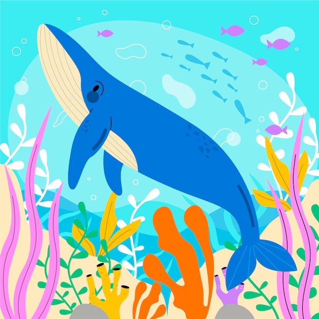 Ilustración de animales marinos planos