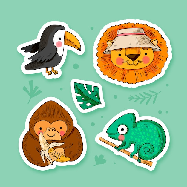 Ilustración de animales de safari dibujados a mano