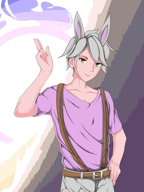 Ilustración de anime con fondo colorido