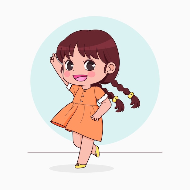 Vector ilustración de anime kawaii dibujado a mano