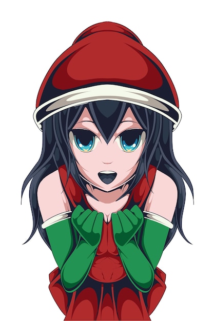 Vector ilustración de anime de navidad