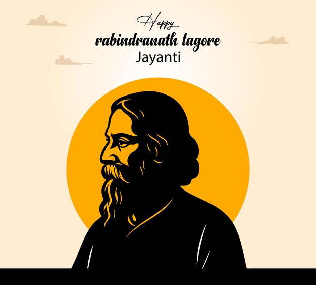 Ilustración del aniversario de Rabindranath Tagore Vector cultural