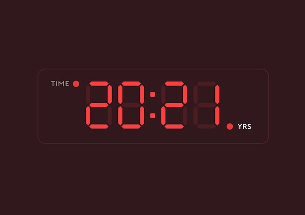 Ilustración del año 2021 en estilo digital de reloj