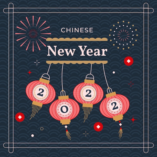 Ilustración de año nuevo chino plano