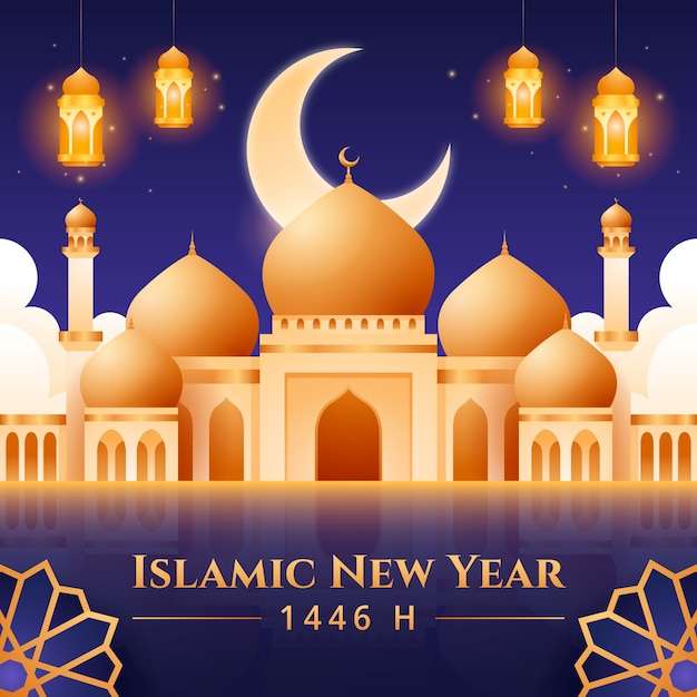 Ilustración de año nuevo islámico degradado