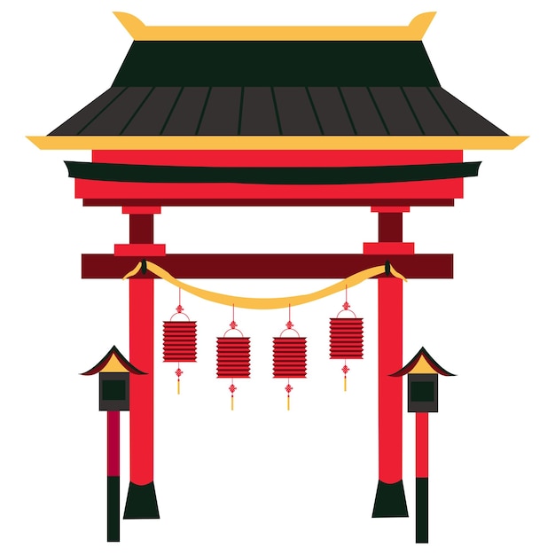 Ilustración del Año Nuevo Lunar de la Puerta China