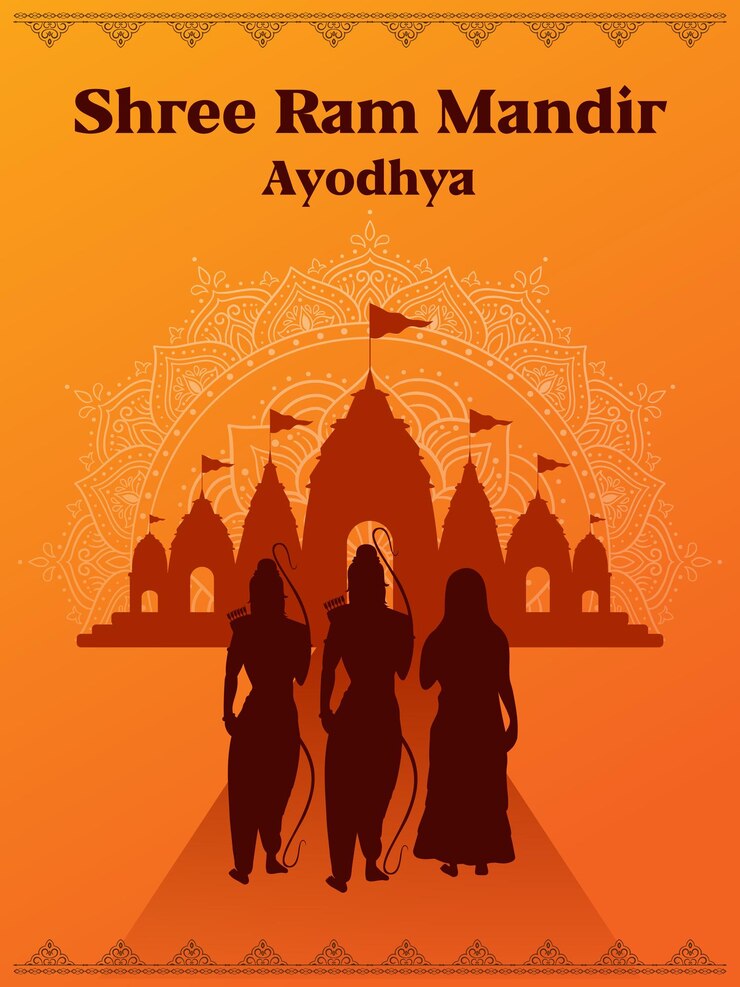 Ilustración de los antecedentes religiosos del templo Shri Ram Janmbhoomi Ram Mandir en Ayodhya