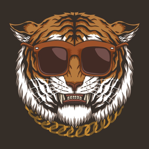 Ilustración de anteojos de cabeza de tigre