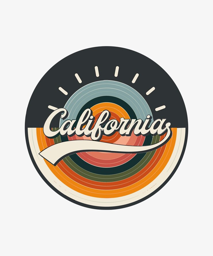 Vector ilustración de una antigua cresta en forma de disco de california