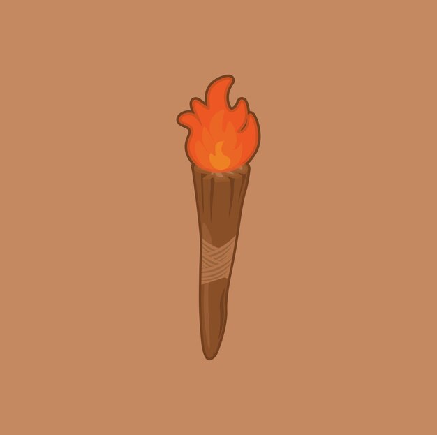 Ilustración de una antorcha de madera para la aventura o el campamento
