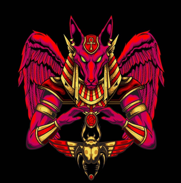 Ilustración de anubis con vector de stock de calidad premium