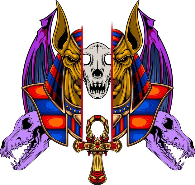 Ilustración de Anubis con vector de stock de calidad premium