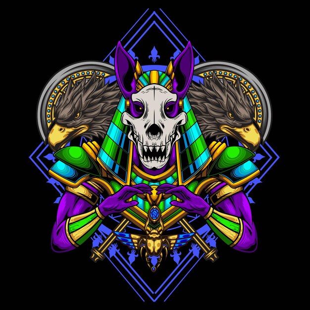 Ilustración de Anubis con vector de stock de calidad premium