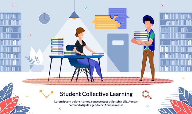 Vector ilustración de aprendizaje colectivo de estudiantes