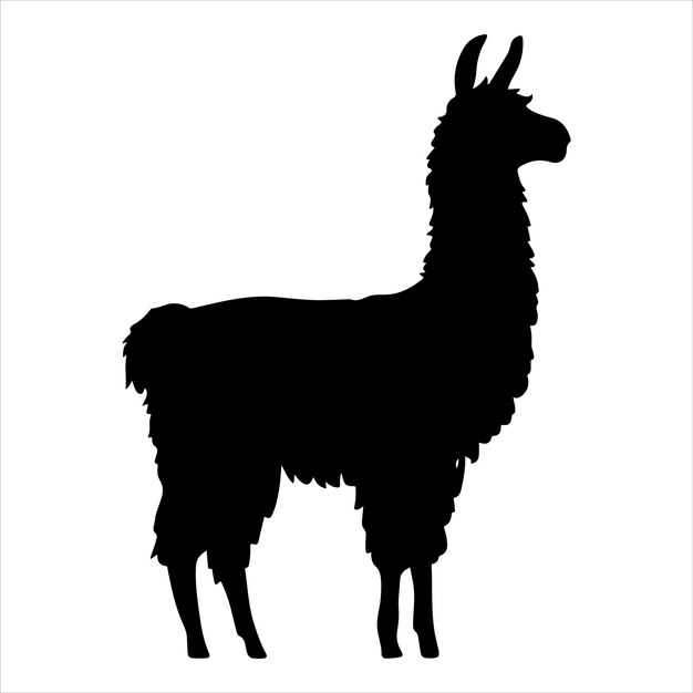 Ilustración aproximada de una silueta de llama con una vista del río