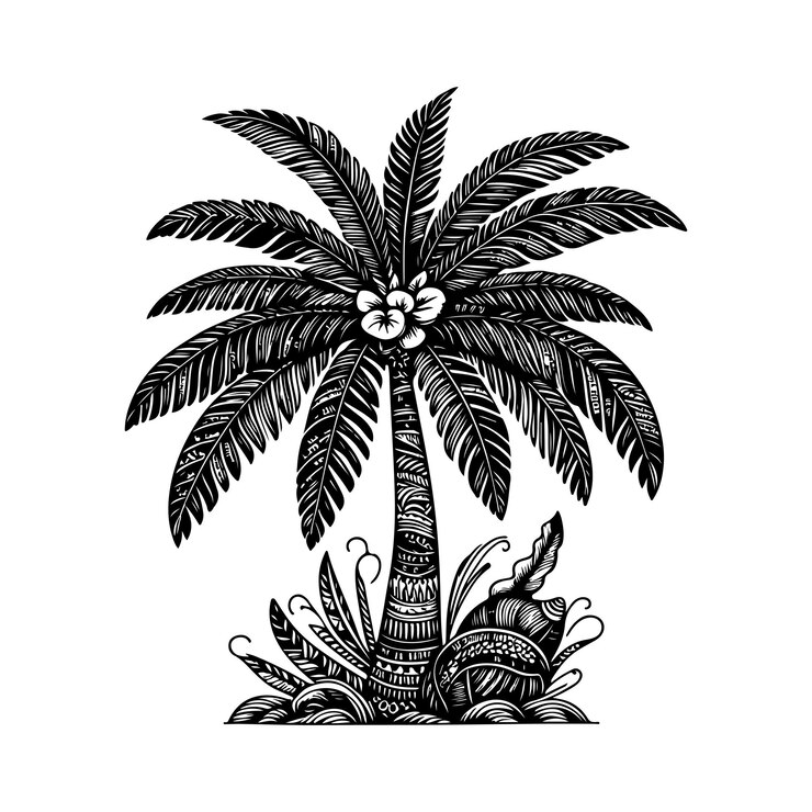 ilustración de árbol blanco y negro