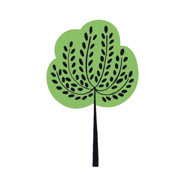Ilustración de un árbol de dibujos animados minimalista