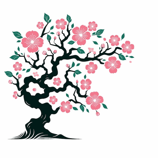 Vector ilustración del árbol de la flor rosa