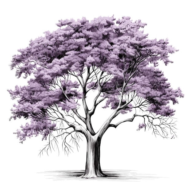 Vector ilustración de árbol de jacarandá de color plano dibujado a mano