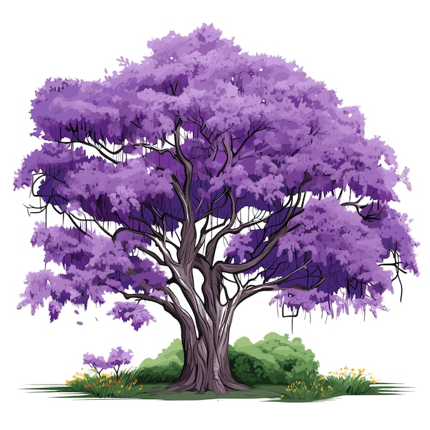 Ilustración De Árbol De Jacarandá De Color Plano Dibujado A Mano