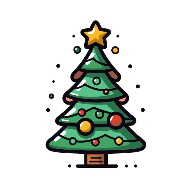 Ilustración de árbol de Navidad 2D limpia y nítida