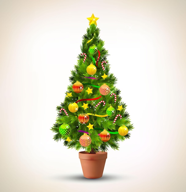 Ilustración de árbol de Navidad decorado