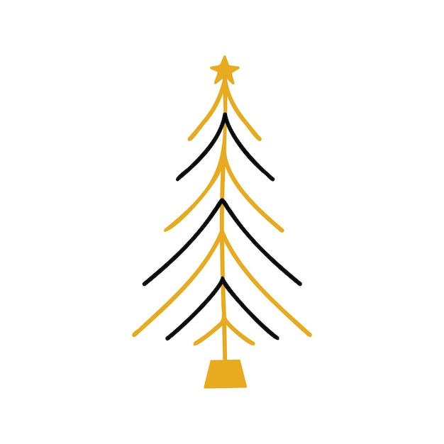 Ilustración de árbol de navidad dibujado a mano lineal