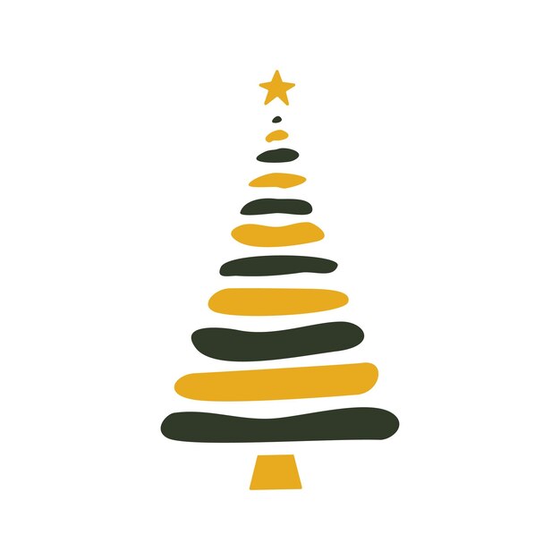 Ilustración de árbol de navidad dibujado a mano plana