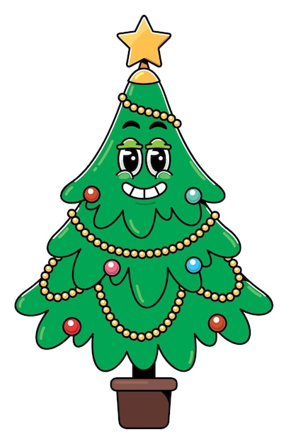 Ilustración del árbol de Navidad de dibujos animados