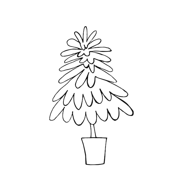 Ilustración de árbol de navidad de doodle ilustración de árbol de pino de doodle de árbol de navidad simple