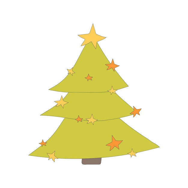 Ilustración de árbol de navidad icono de árbol de vacaciones colorido de elemento de vector decorativo de año nuevo