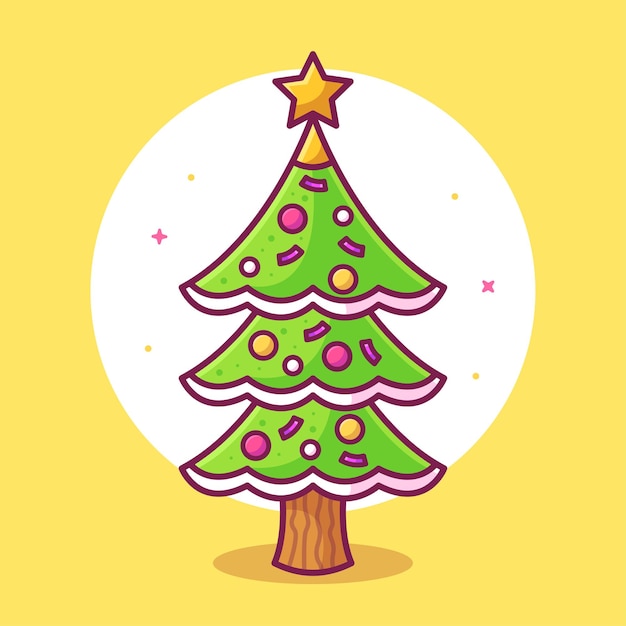 Ilustración de árbol de Navidad Ilustración de icono de vector de logotipo de Navidad o invierno en estilo plano