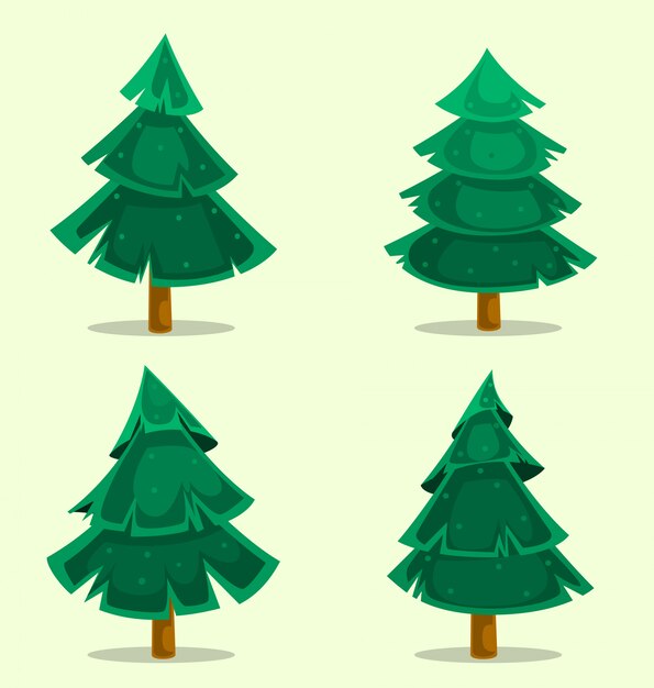 Ilustración de árbol de pino dibujado mano de dibujos animados