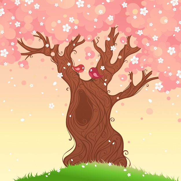 Ilustración de árbol de primavera