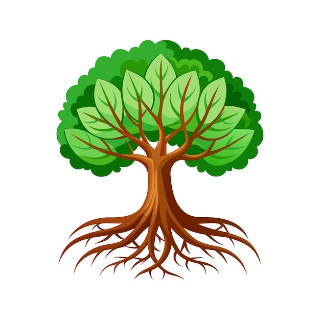 Ilustración de árbol con vectores de raíces