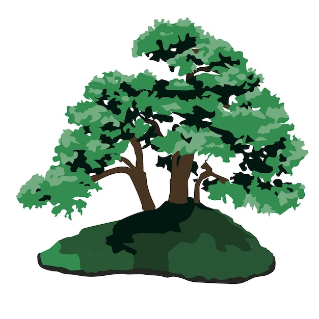 Ilustración de árbol vectorial hermoso árbol verde aislado sobre fondo blanco árbol grande con verde denso