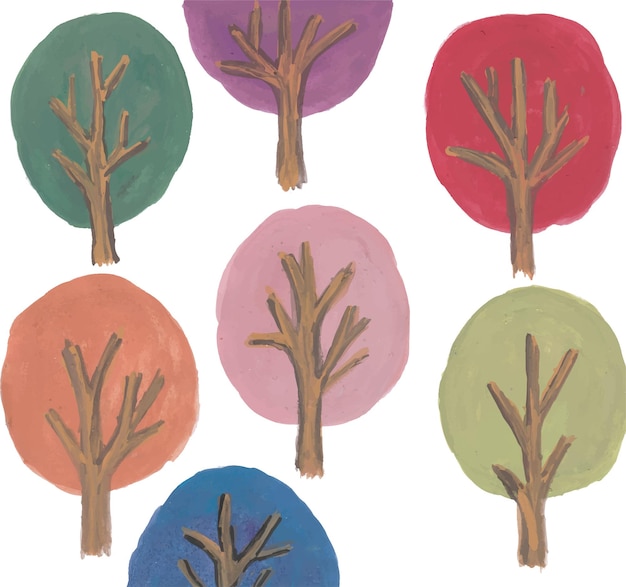 Ilustración de árboles de colores